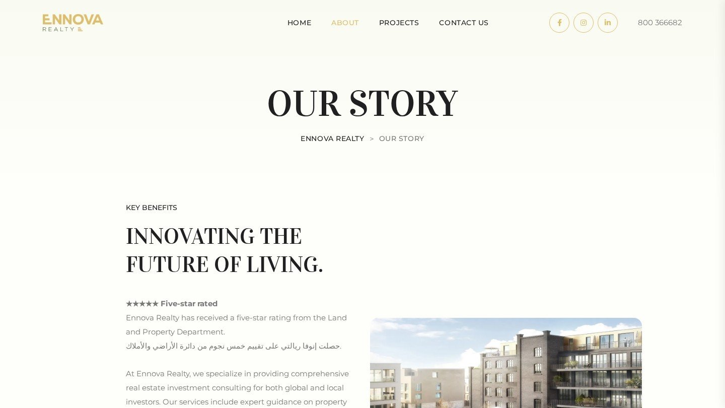 Ennova Realty Our Story page, web development by Endorse Media