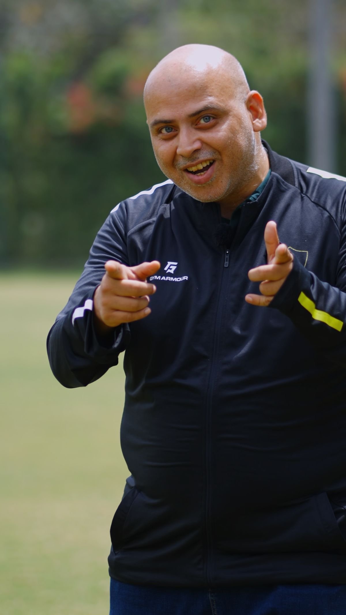 Pakistan Football Federation coach on camera during an interview shoot